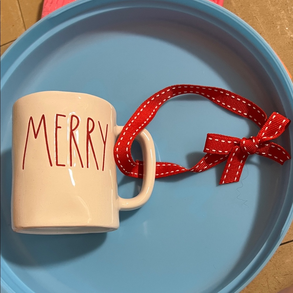 Merry Mug with Red Ribbon ornament